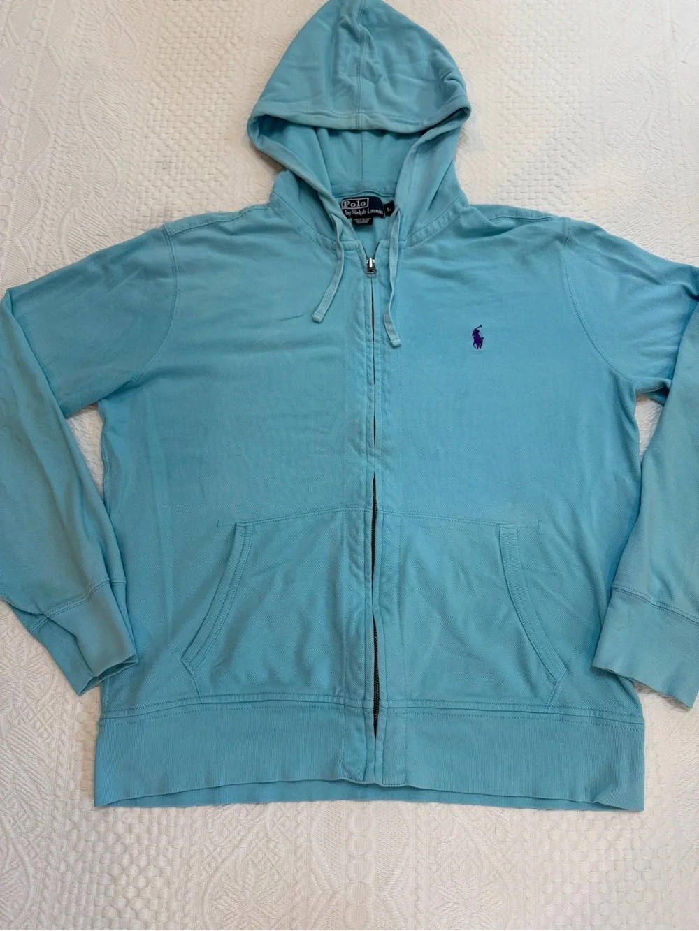 Polo Ralph Lauren Turquoise Hooded Long Sleeve Shirt Jacket Men’s Size Large L